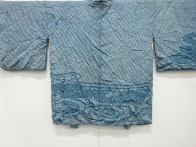 アンティーク　本総絞り　流水に花模様　絵羽織